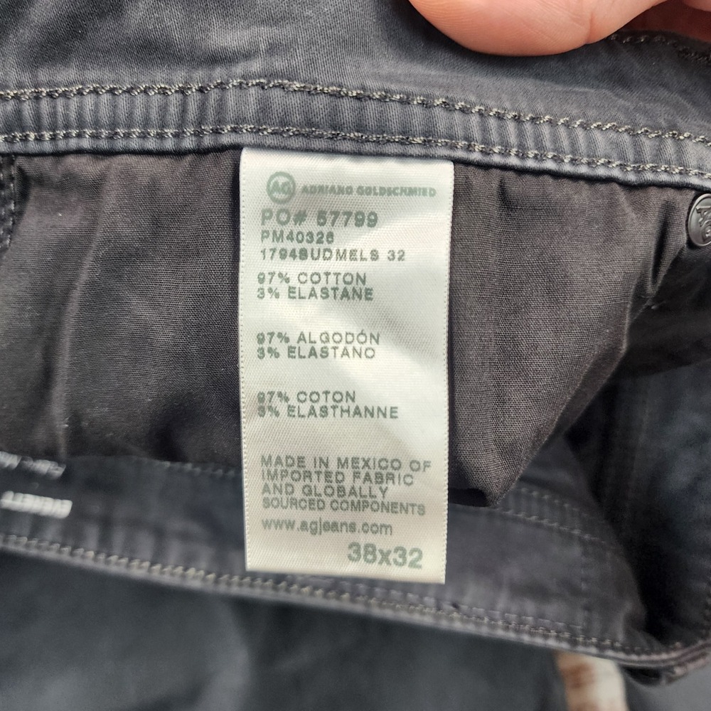 AG Adriano Goldschmied Everett Pants Men's 36x32 Gray Italian Fabric Stretch - Picture 5 of 8